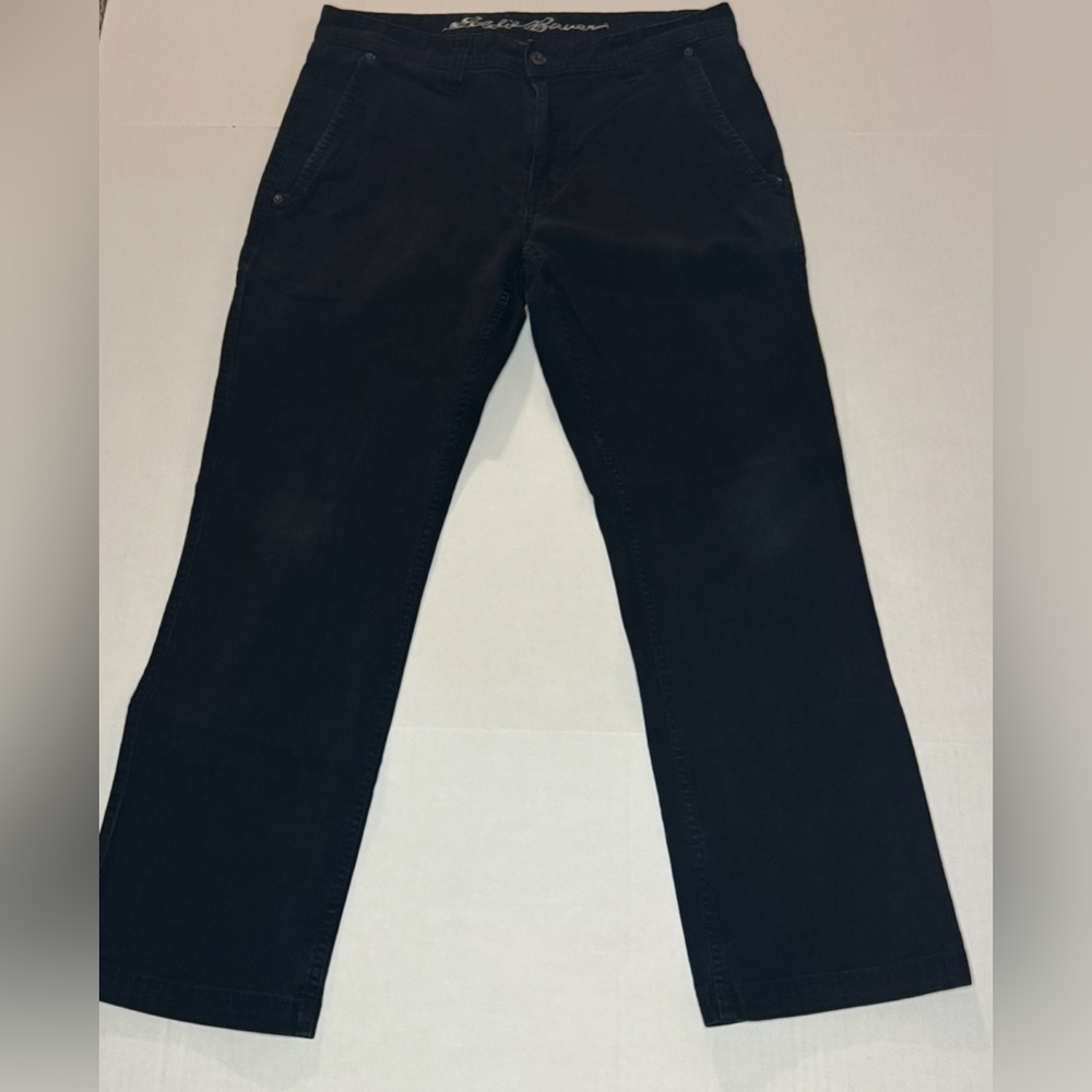 EDDIE BAUER MEN’S 5 POCKET RELAXED FIT BLACK CANVAS UTILITY WORK PANTS